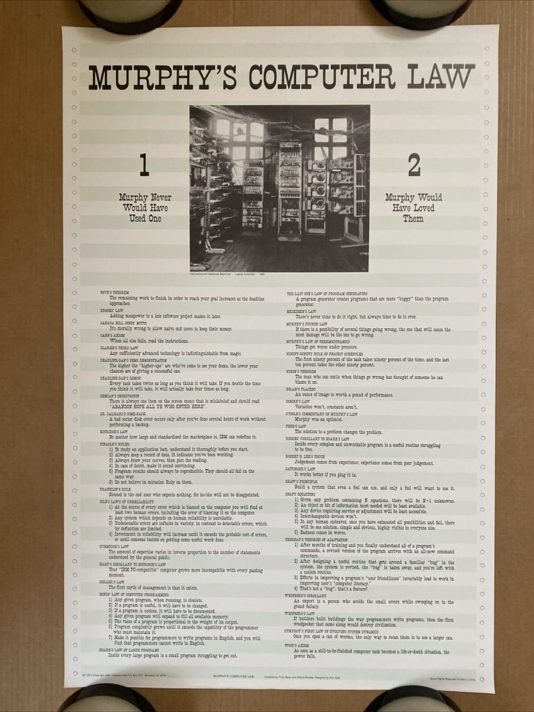 “Murphy’s Computer Law”, a Poster which Holds Current